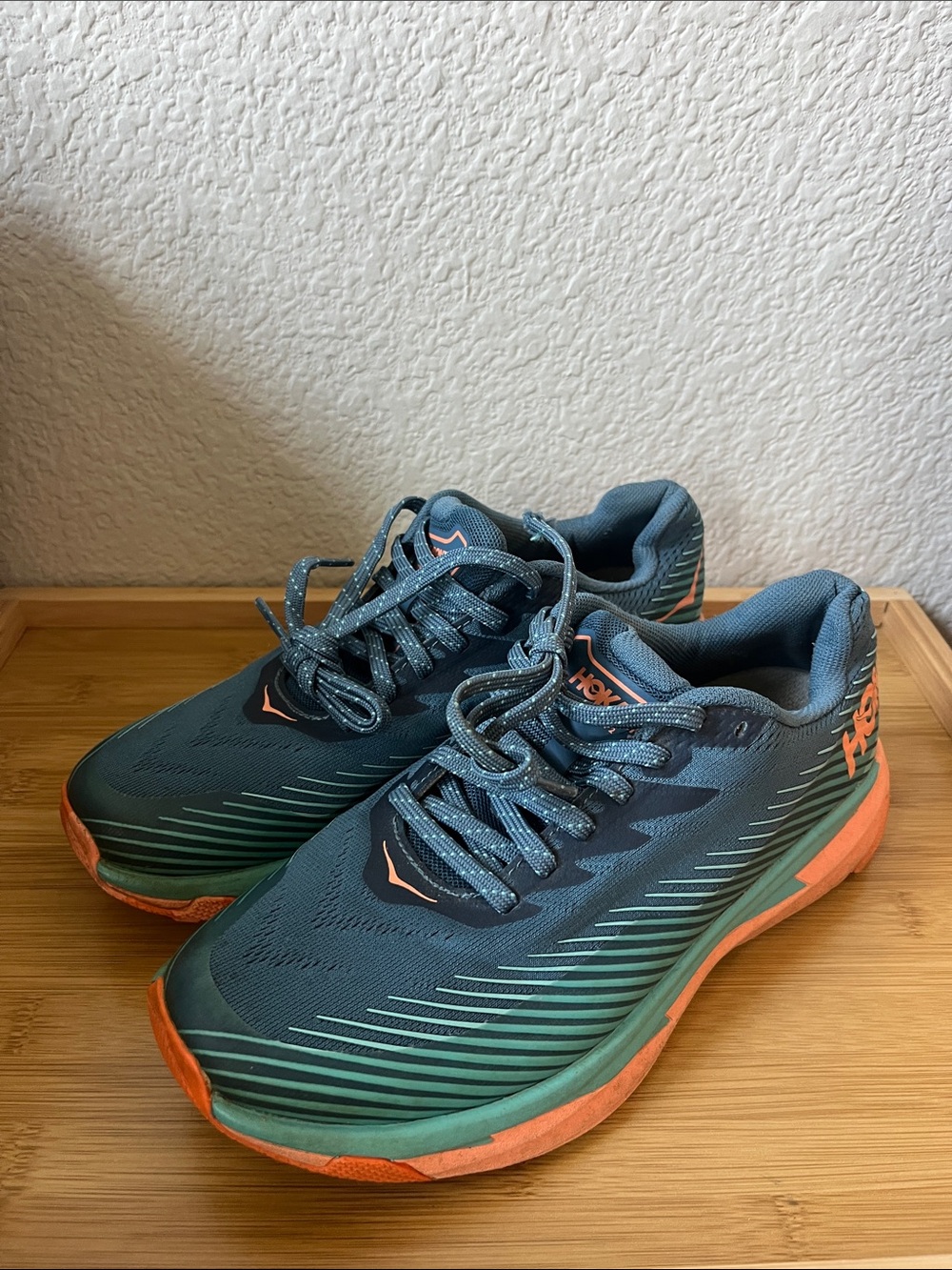 Hoka One One Women's Running Shoes in Teal with Coral Accents